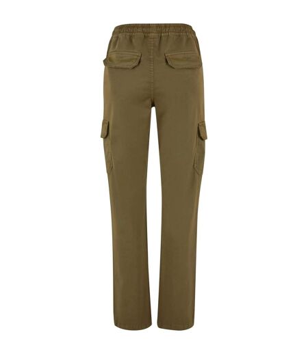 Womens/ladies Twill High Waist Cargo Trousers Tiniolive Urban Classics