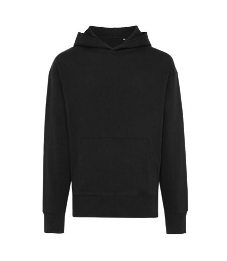 Unisex adult yoho recycled cotton relaxed fit hoodie black Iqoniq