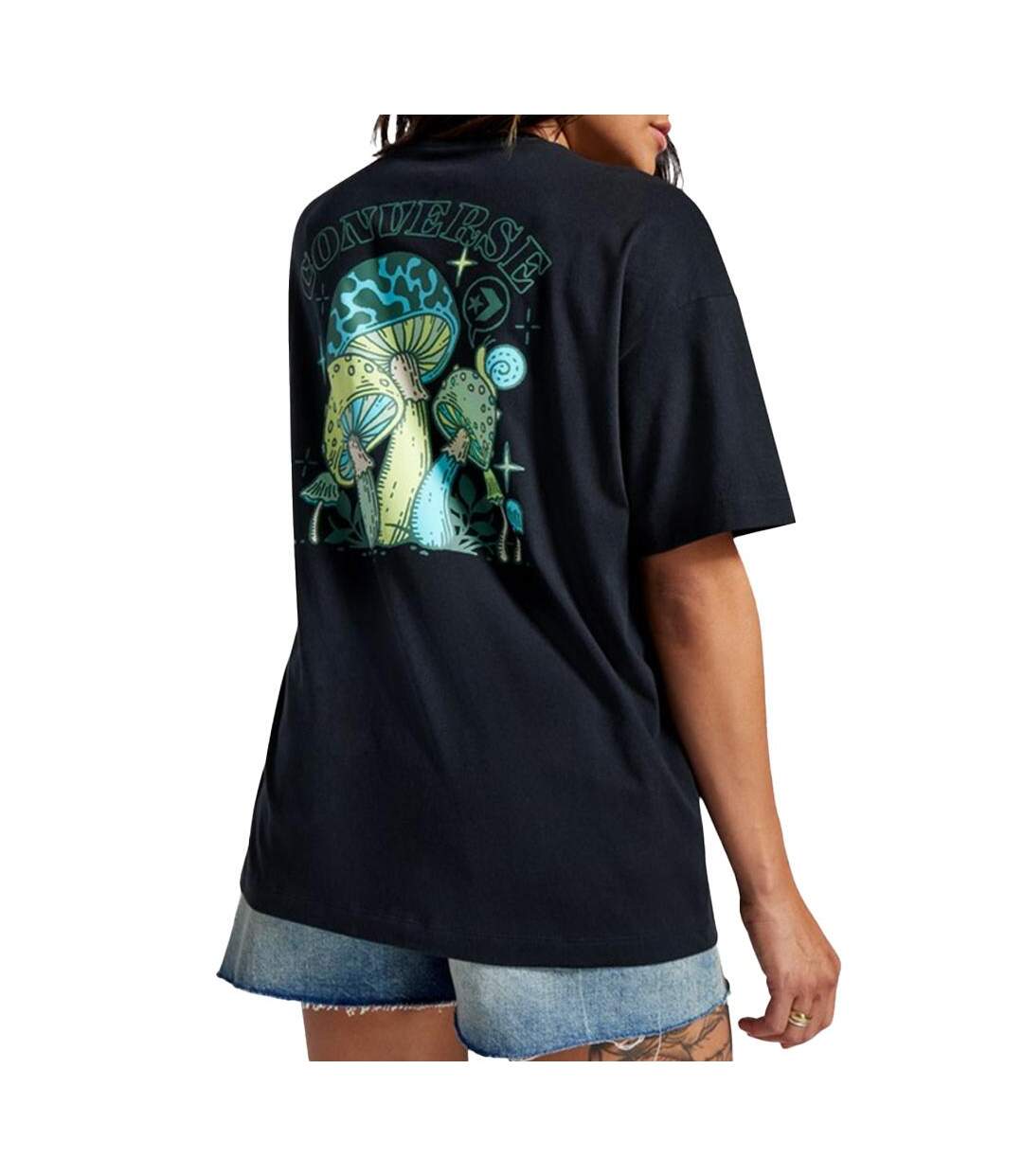 T-shirt noir homme converse mushrooms-2