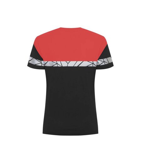 Womens/ladies Progression Hi-vis T-shirt Black Red Projob