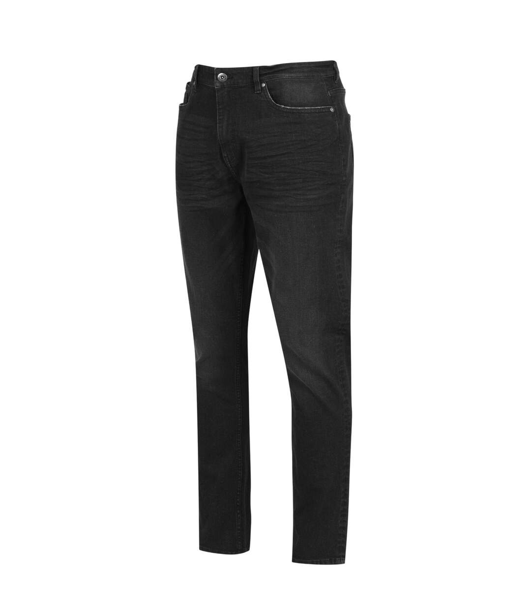 Mens Plain Slim Jeans Black Firetrap-2