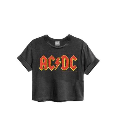 Amplified Womens/Ladies AC/DC Logo Cropped T-Shirt (Charcoal)