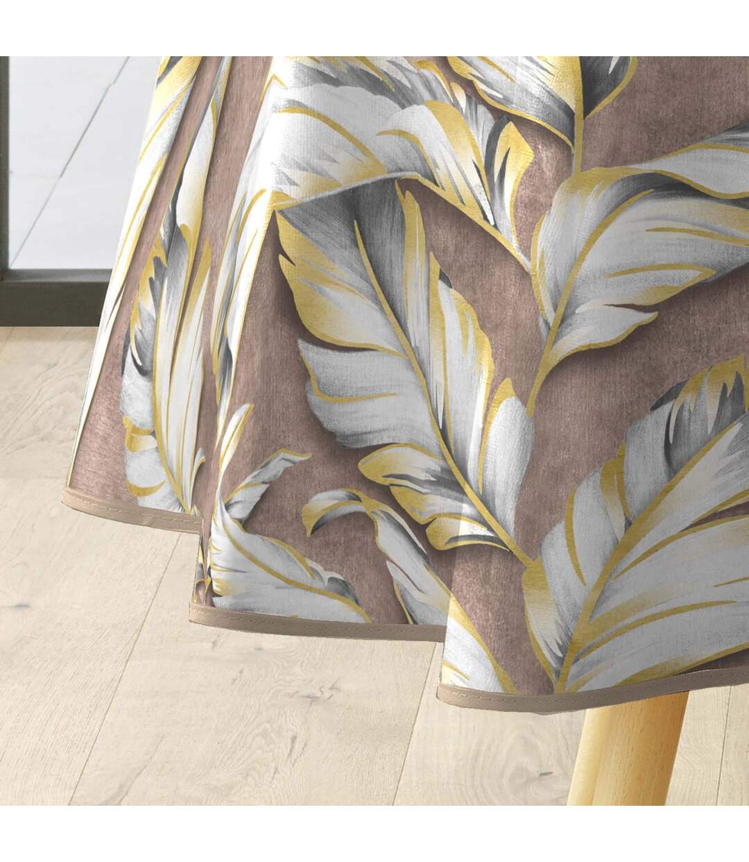 Nappe Toile Cirée Ronde Ebany 160cm Marron-2