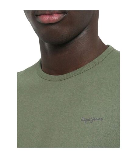Mens Slim T-shirt Khaki Green Pepe Jeans