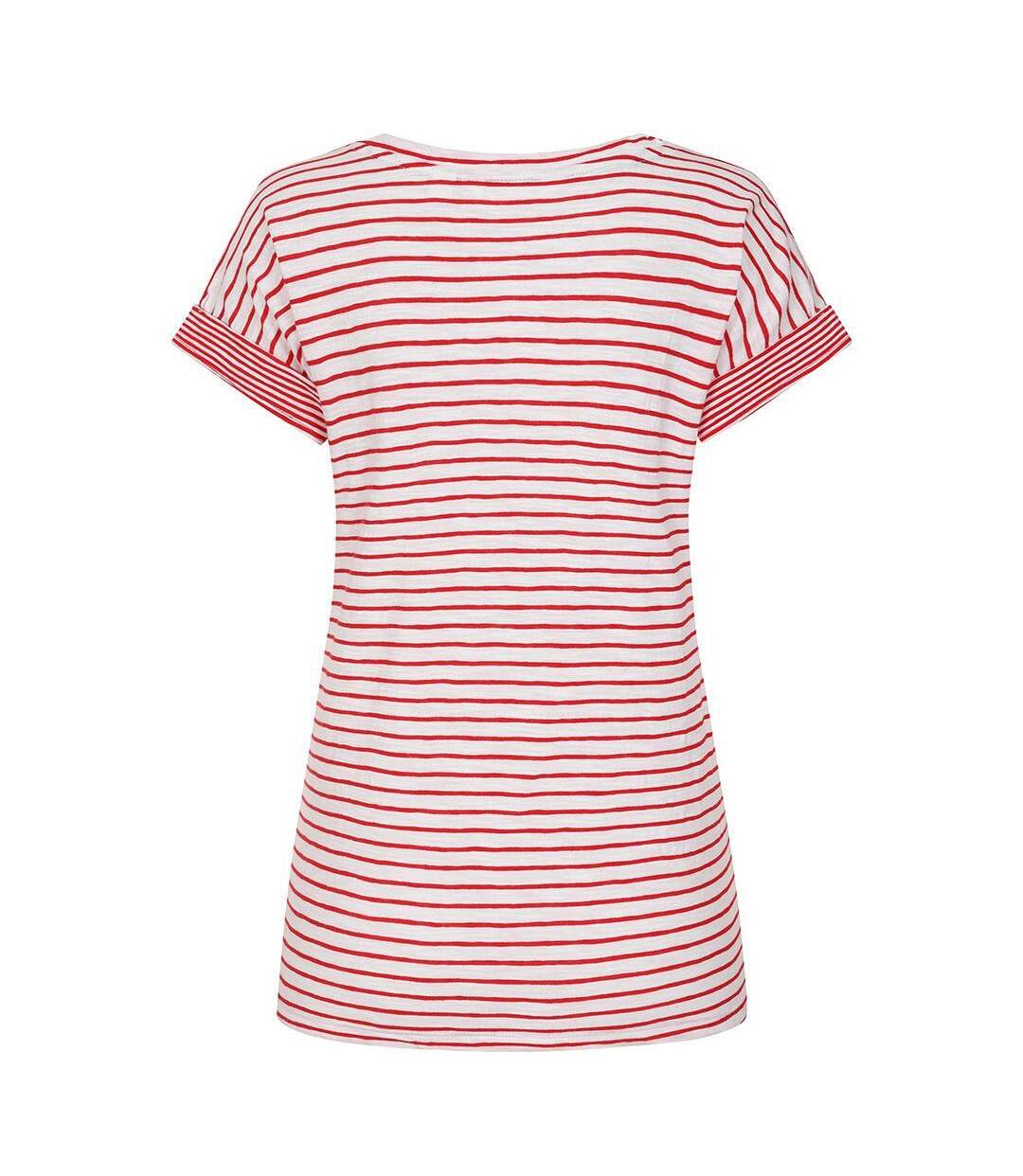 T-shirt Manches Roulées Motif/style Rayé Femme Rouge Lazy Jacks-2