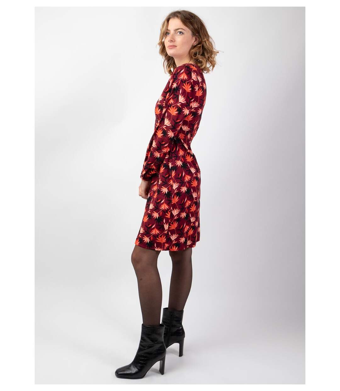 Robe courte manches longues en viscose épais HELENA motif bohème Coton Du Monde