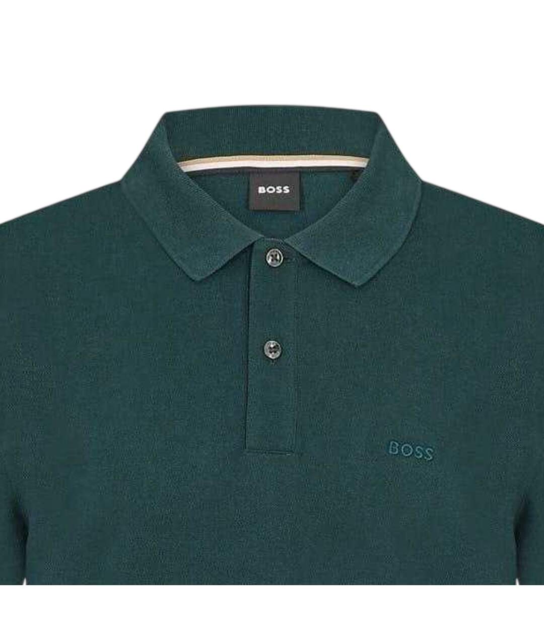 Mens Pallas Embroidered Logo Cotton Polo Shirt Dark Green Boss-3