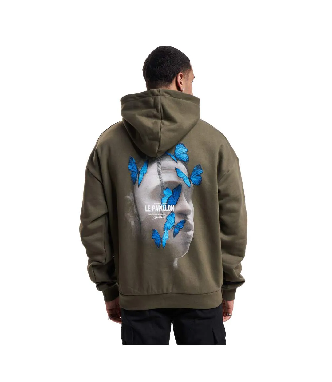 Sweat À Capuche Le Papillon Homme Kaki Mister Tee-2