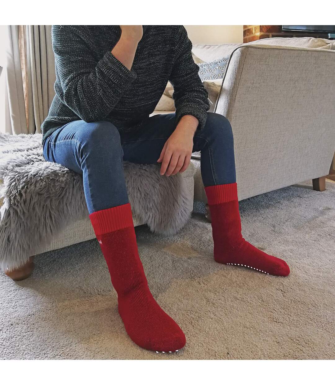 6 Pairs Mens Thermal Indoor Slipper Socks with Grips-5
