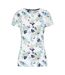 T-shirt Motif/style Imprimé Fleur Femme Blanc Bleu Vert Lazy Jacks-1
