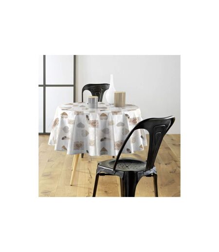Nappe Ronde Imprimé Delicia 160cm Taupe