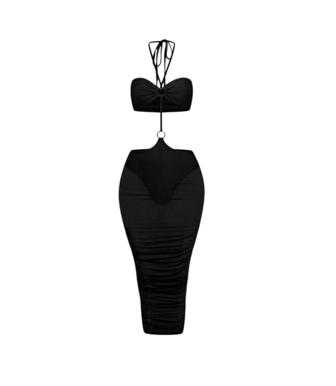 Robe Moulante Motif/style Mi-longue Femme Noir Honeyz-2
