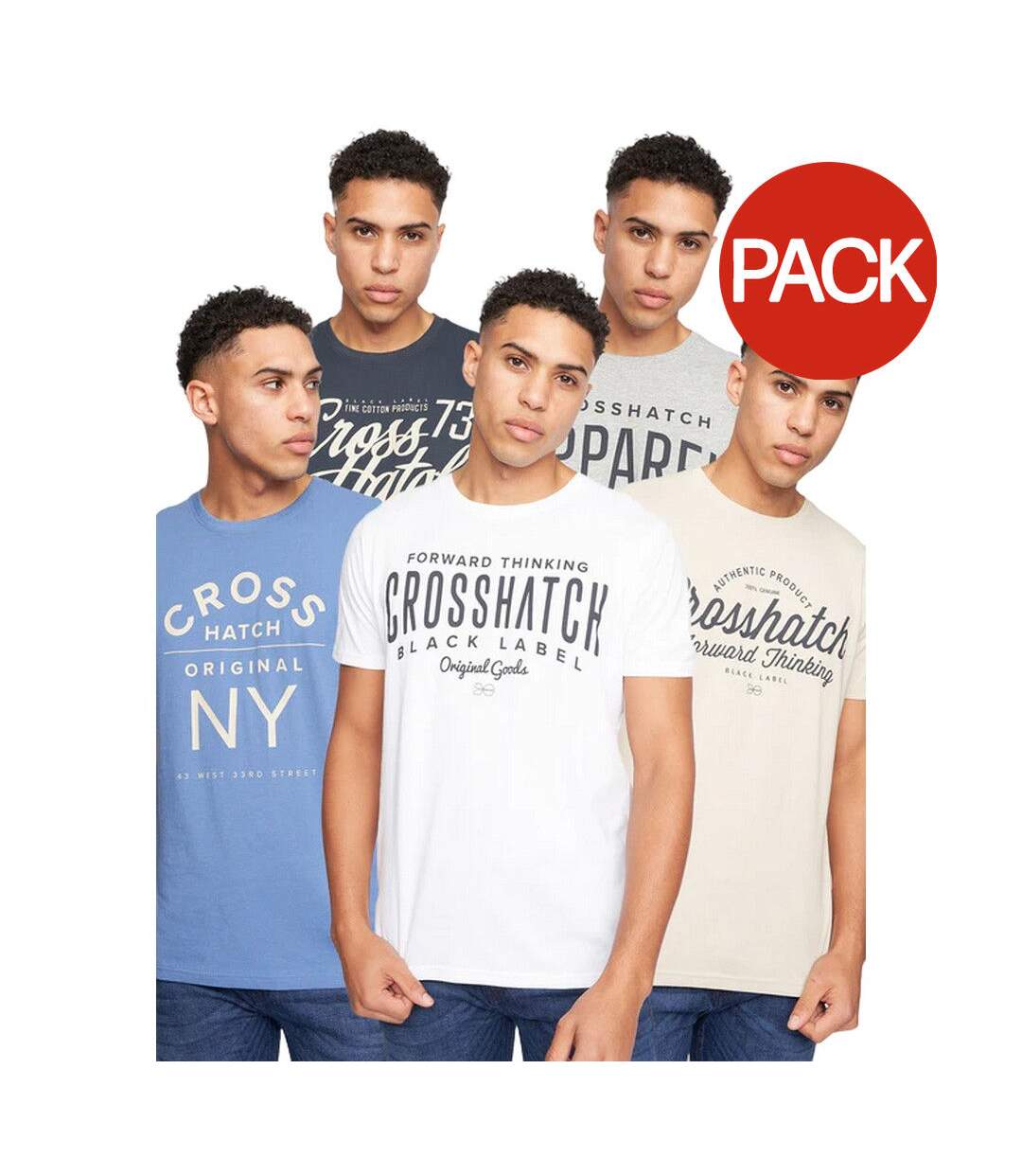 Pack of 5  Mens chislemoore assorted designs t-shirt  multicoloured Crosshatch-1