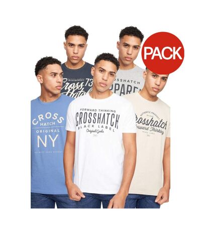 Pack of 5  Mens chislemoore assorted designs t-shirt  multicoloured Crosshatch