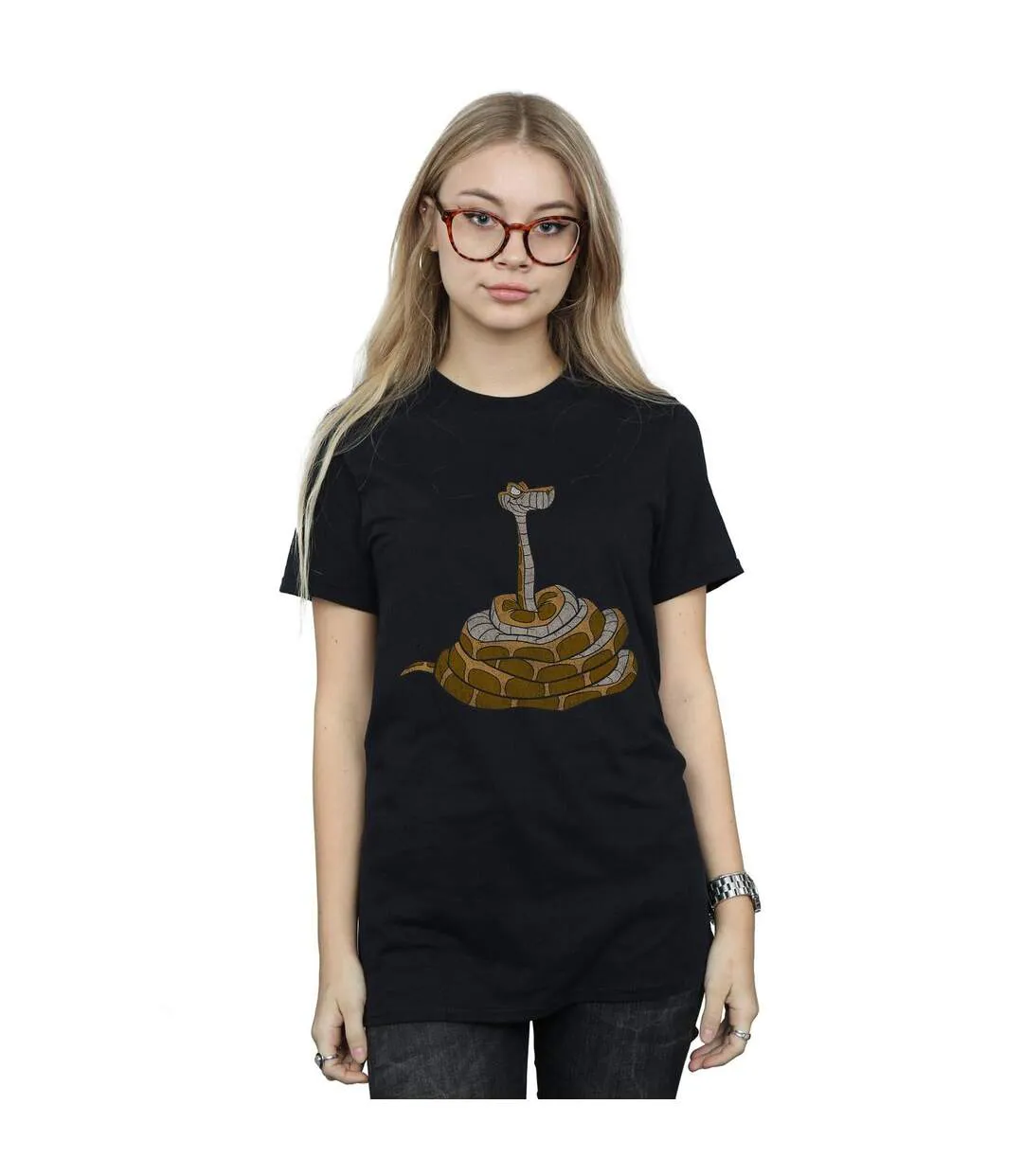 Disney Femme/Les femmes Le livre de la jungle - T-shirt classique Kaa en coton pour homme (Noir) - UTBI28329-2
