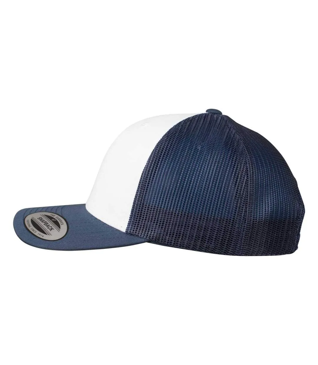 Casquette Trucker Motif/style Rétro Adulte Bleu Marine Blanc Flexfit-3