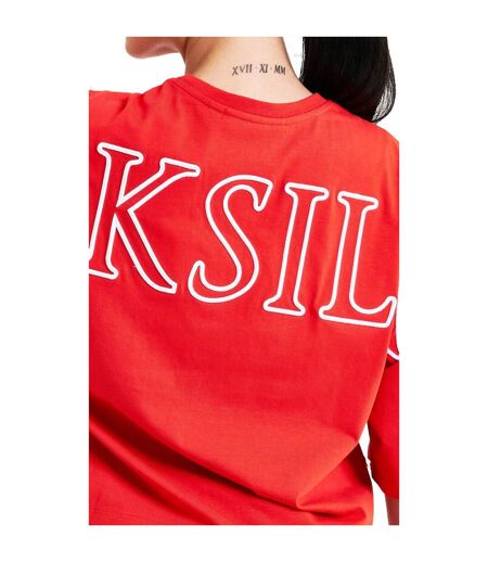 Womens/ladies branded crop t-shirt red SikSilk