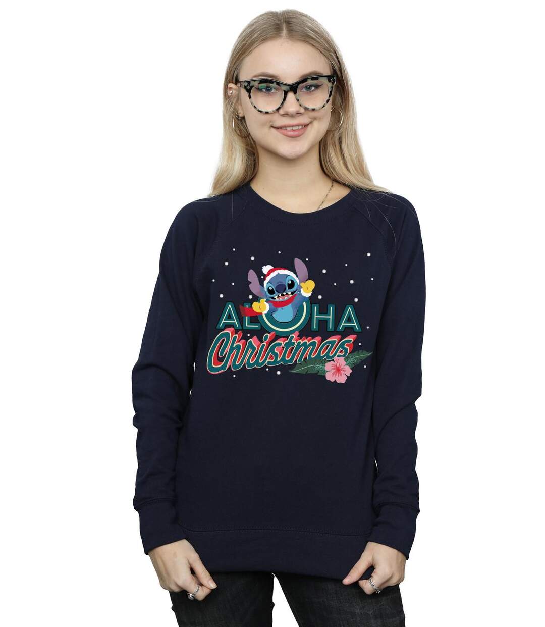 Disney Sweatshirt Aloha Christmas Womens/Ladies Lilo And Stitch (Bleu marine) - UTBI22452-2