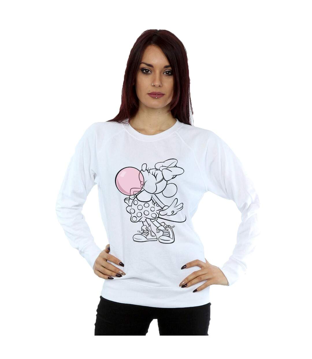 Disney Sweatshirt Minnie Mouse Gum Bubble Femme/Ladies (Blanc) - UTBI28203-2