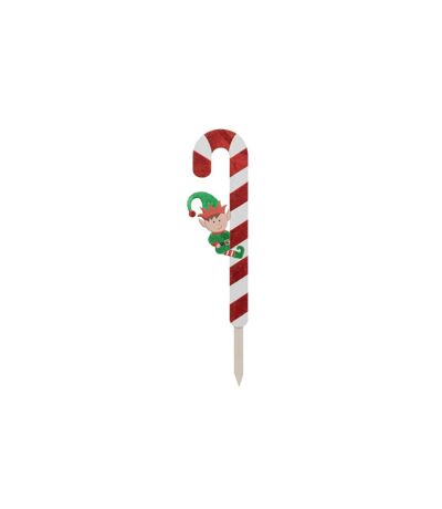 Déco de Noël Pancarte Sucre Orge & Lutin 70cm Rouge