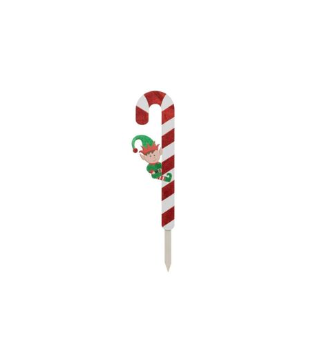 Déco de Noël Pancarte Sucre Orge & Lutin 70cm Rouge