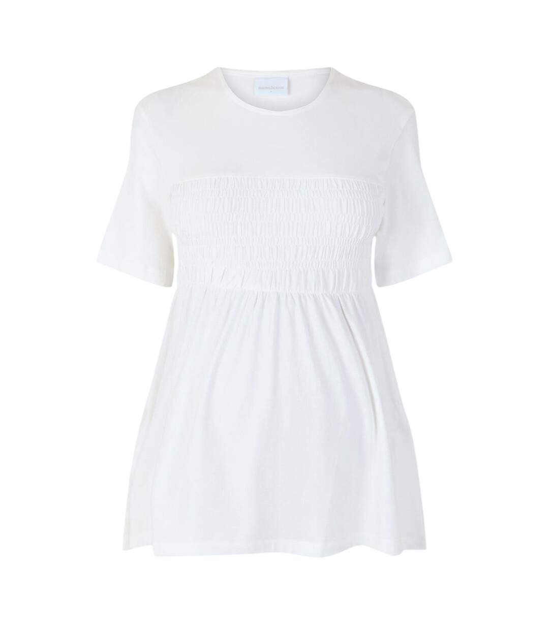 Robe T-shirt Motif/style Froncé Femme Blanc Neige Mamalicious-1