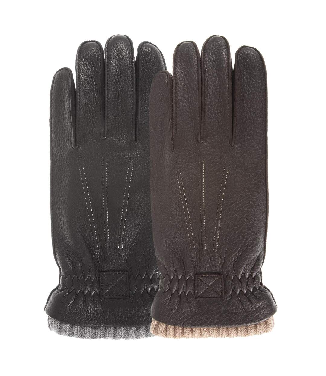 Isotoner Gants homme cuir de cerf véritable - doublés cachemire et soie