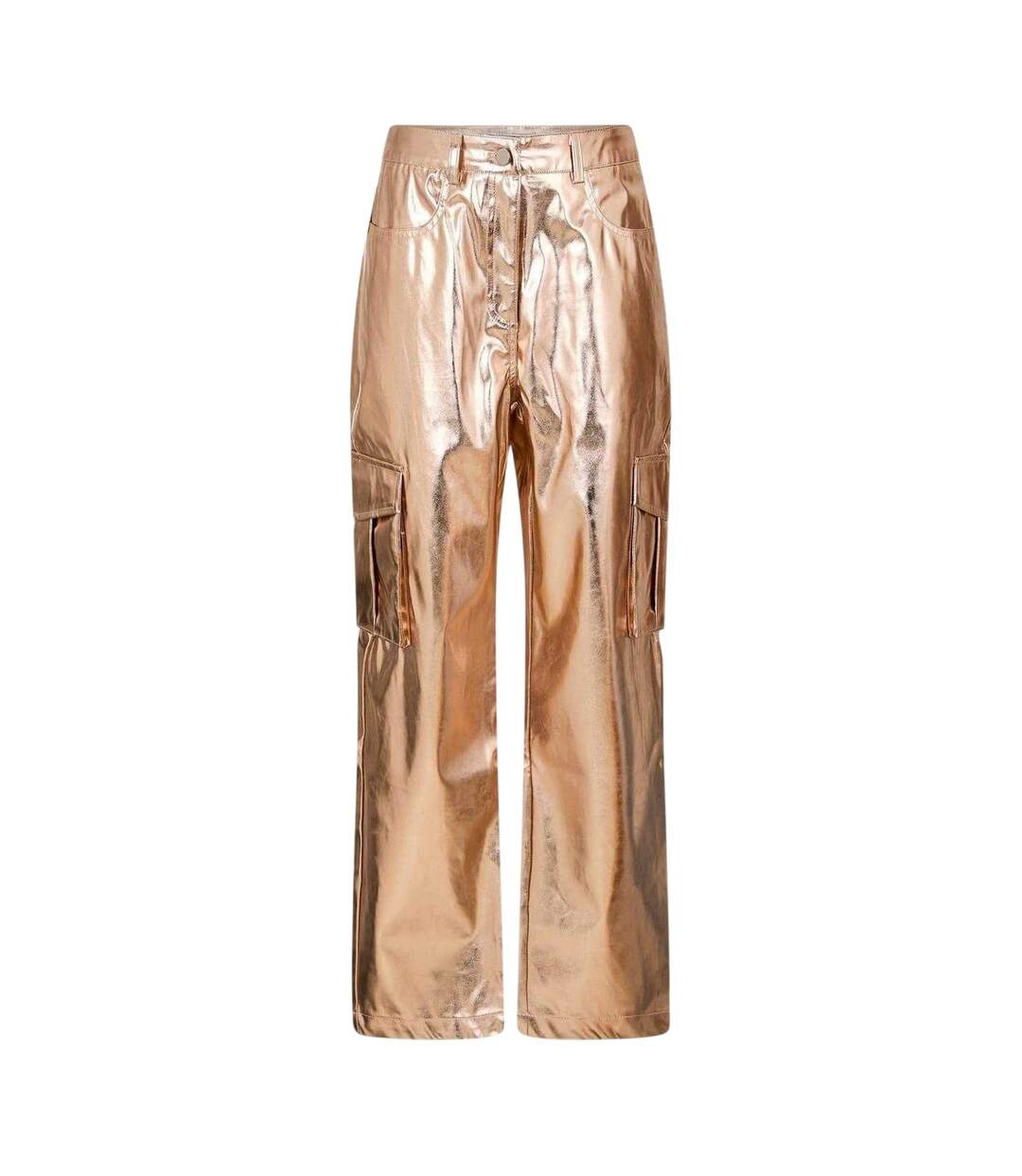 Pantalon À Poches Motif/style Métallisé Femme Rose Doré AmyLynn-2