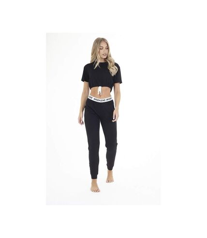 Brave Soul Womens/Ladies Weekend Mode Long Loungewear Set (Black)