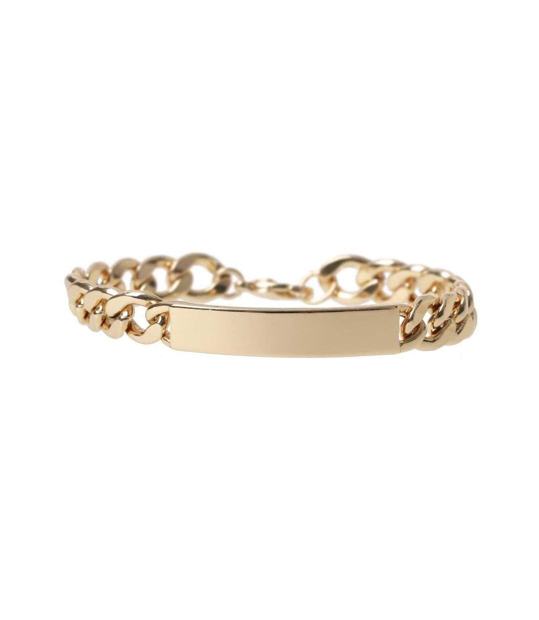 Unisex Adult Curb Chain Bracelet One Size Gold Fabric-4