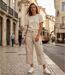 AXXANO AE1271B - Pantacourt femme à rayures beige et blanc en pur coton-5