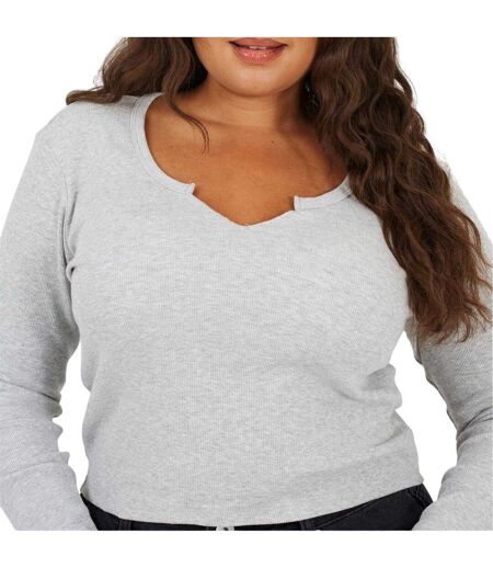 T-shirt Manches Longues Femme Gris Chiné Chiné Brave Soul
