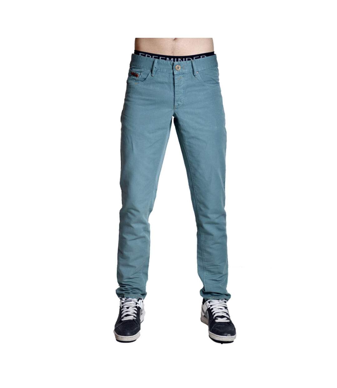 Pantalon homme coupe slim fit de couleur vert 5 poches-1