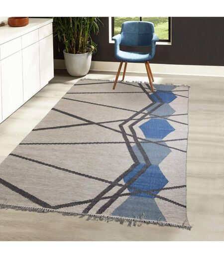 Tapis kilim fait à la main en laine motif géométrique