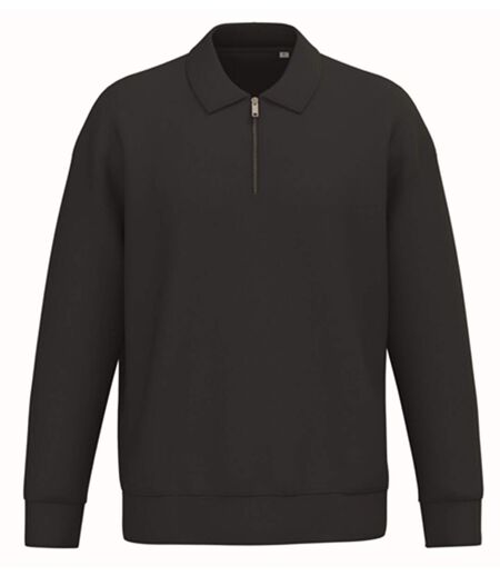 Sweat col polo quart zip - Unisexe - PAT432 - noir