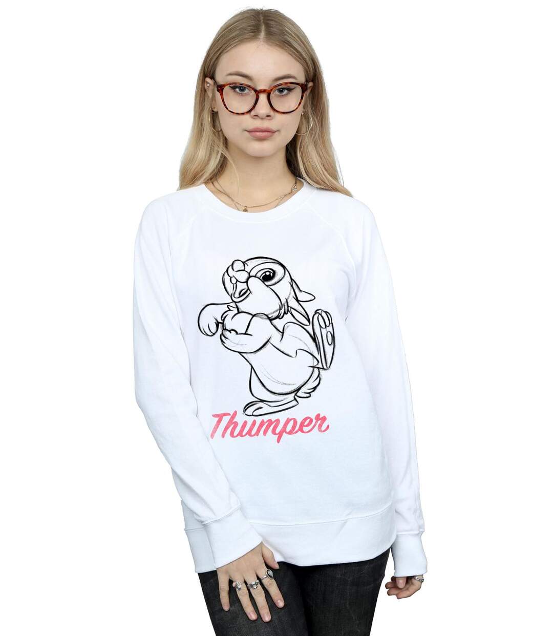 Disney - Sweat BAMBI THUMPER LINE DRAWING - Femme (Blanc) - UTBI13482-2