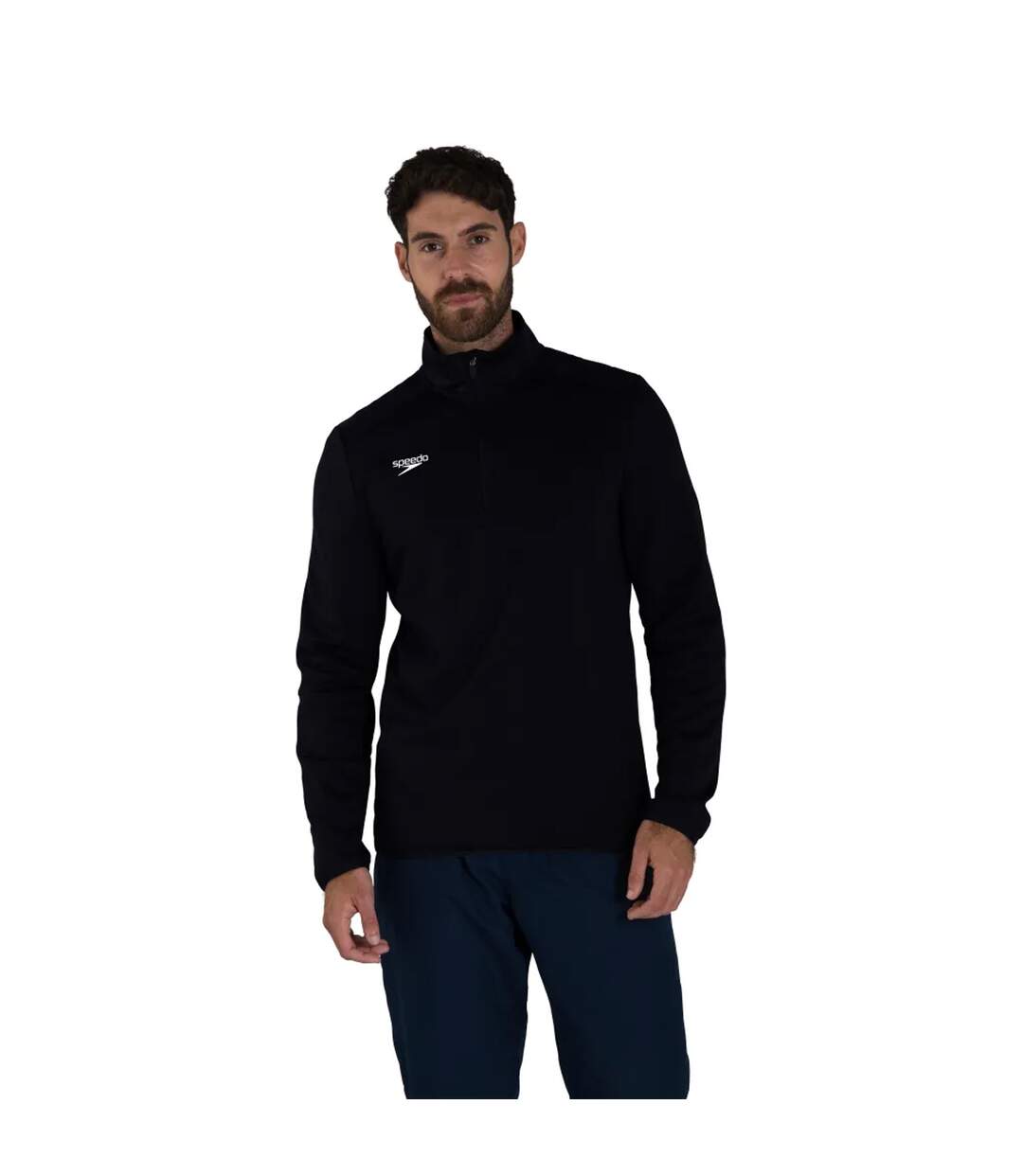 Mens Club Quarter Zip Training Top Black Speedo-1
