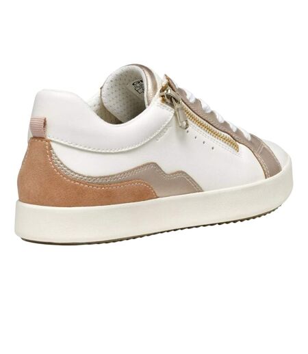 Womens/ladies D Blomiee Suede Trainers Optic White Nude Geox