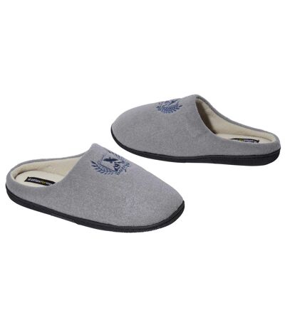 Men's Gray Fleece-Lined Slippers  