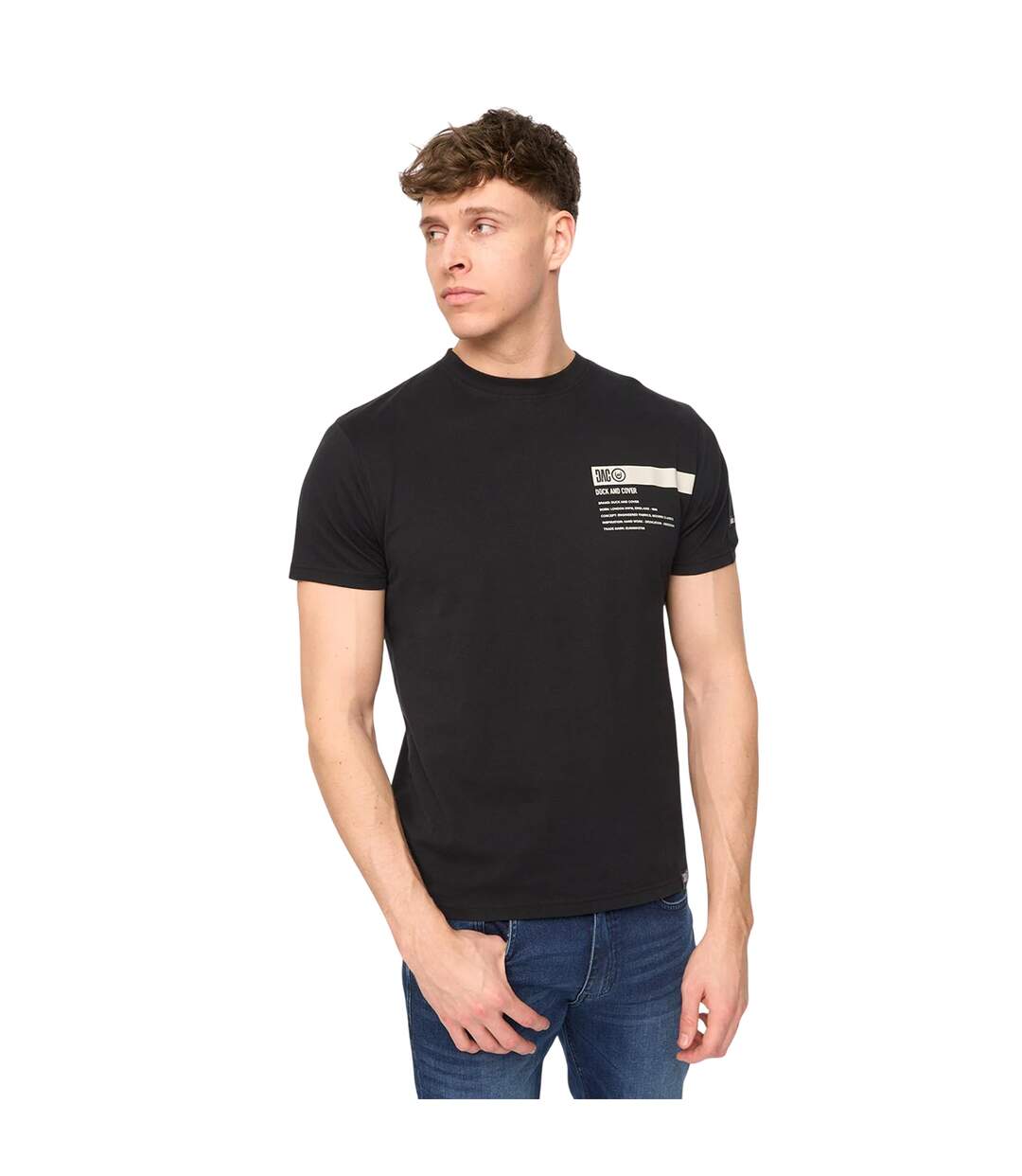 Mens Tatick Brushed Cotton T-shirt Black Duck And Cover-1