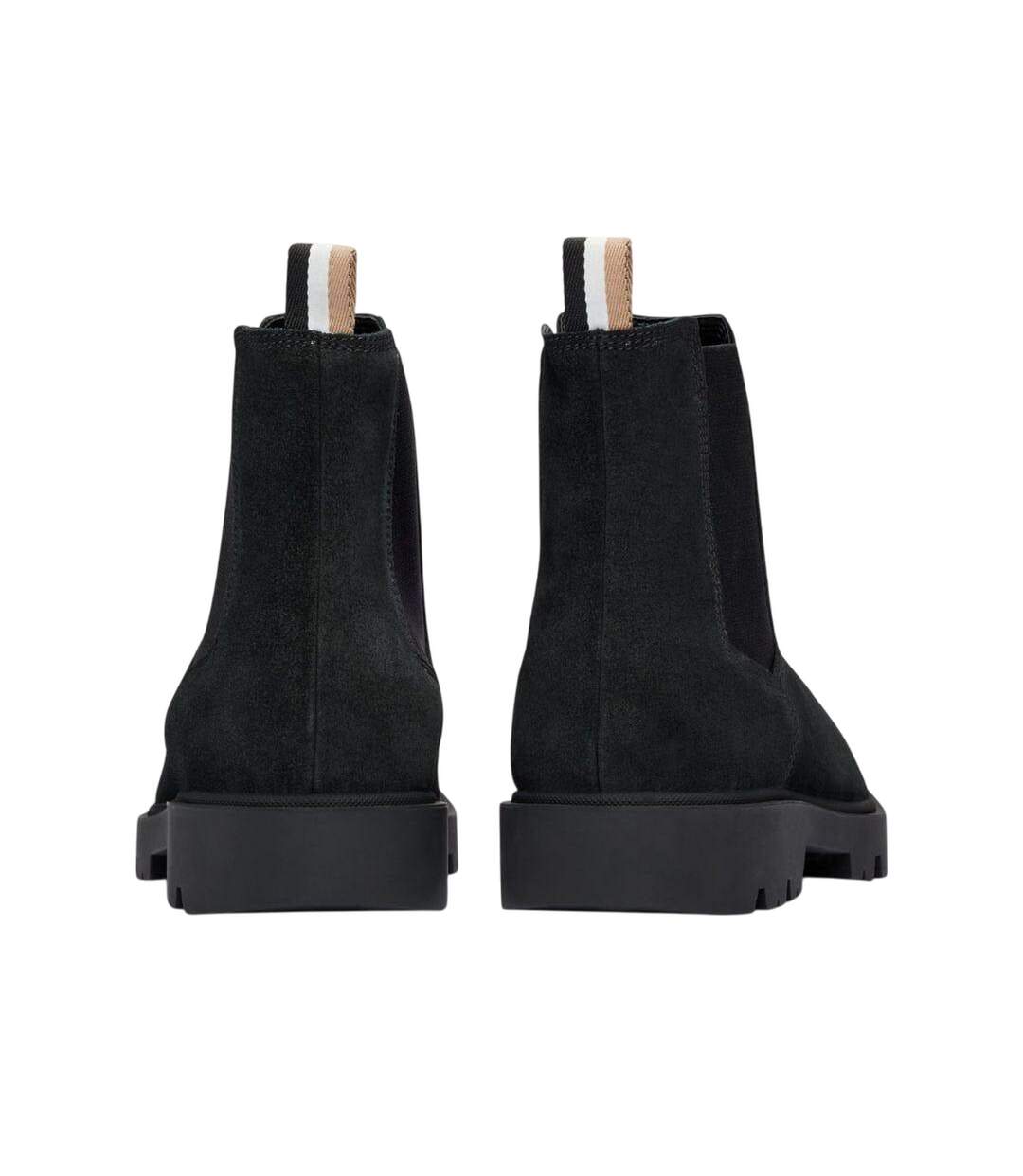 Mens Signature Stripe Suede Taped Chelsea Boots Black Boss-2