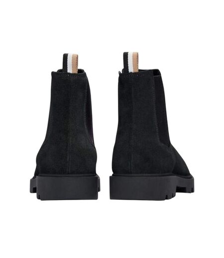 Mens Signature Stripe Suede Taped Chelsea Boots Black Boss