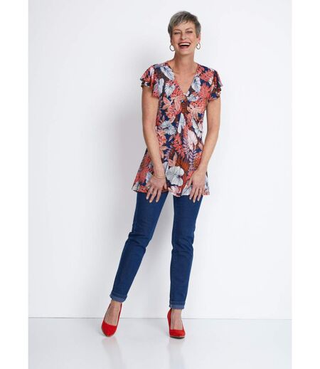Tee-shirt long col V effet drapé