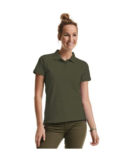 Womens/ladies Pure Organic Polo Dark Olive Russell