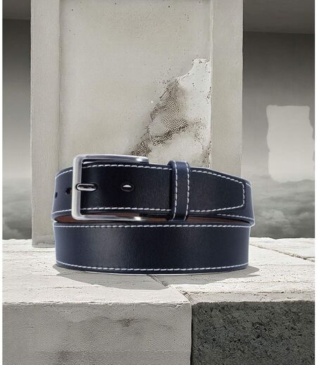 Ceinture homme cuir vachette noire ajustable - boucle chromée, 3,8 cm, tailles de 110 à  130 cm