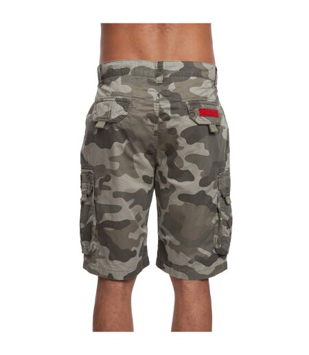 Mens Watchford Camo Cargo Shorts Olive Crosshatch