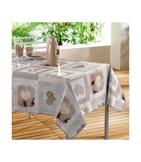 Nappe Toile Cirée Cosy Coeur 140x240cm Gris