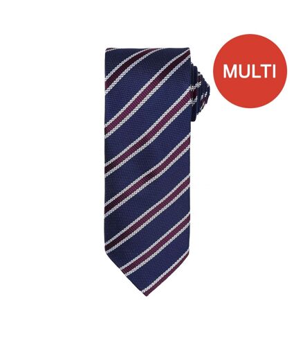 Premier - Cravate rayée et gaufrée - Homme (Lot de 2) (Bleu marine/Aubergine) (One Size) - UTRW6950