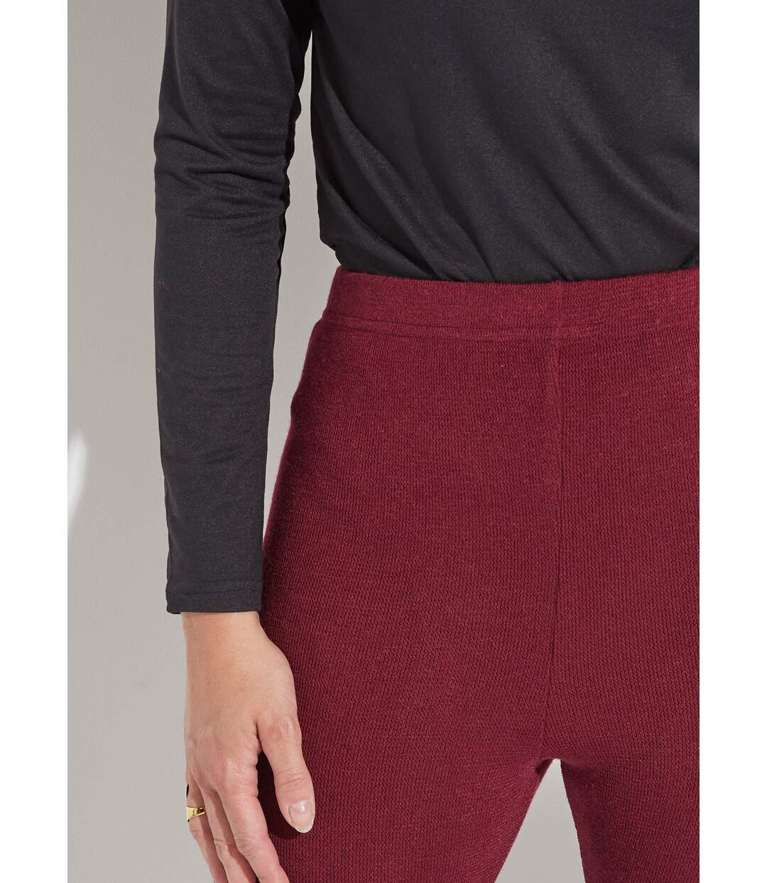 Legging long ceinture élastiqué maille chaude-4