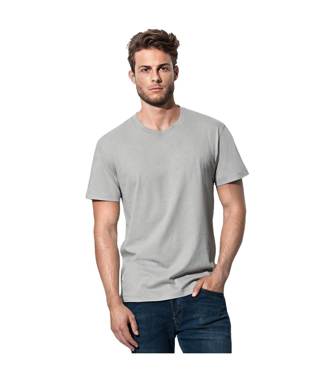 T-shirt Classique Homme Gris Chiné Stedman-1